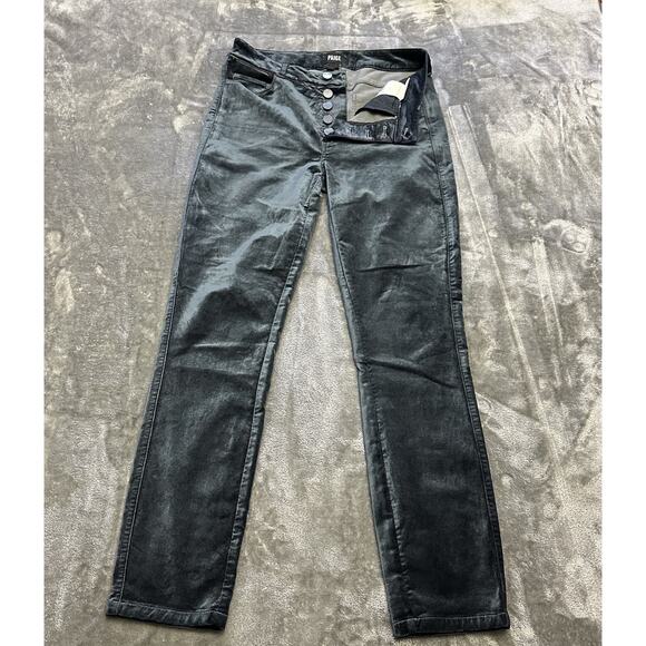 Paige Jeans Womens 28 Blue Hoxton Ankle Peg Button‎ Velvet Skinny Leg Pants - Picture 2 of 12